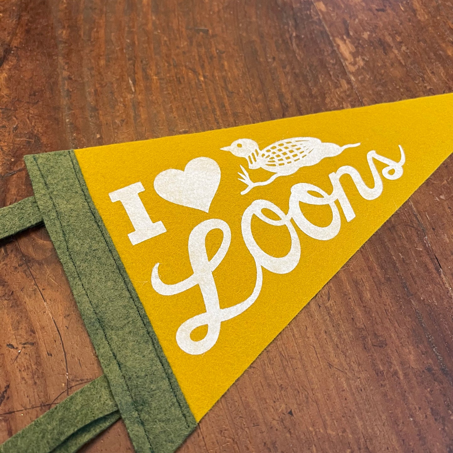 Loon Felt Pennant (I heart loons) - 6x12 inches