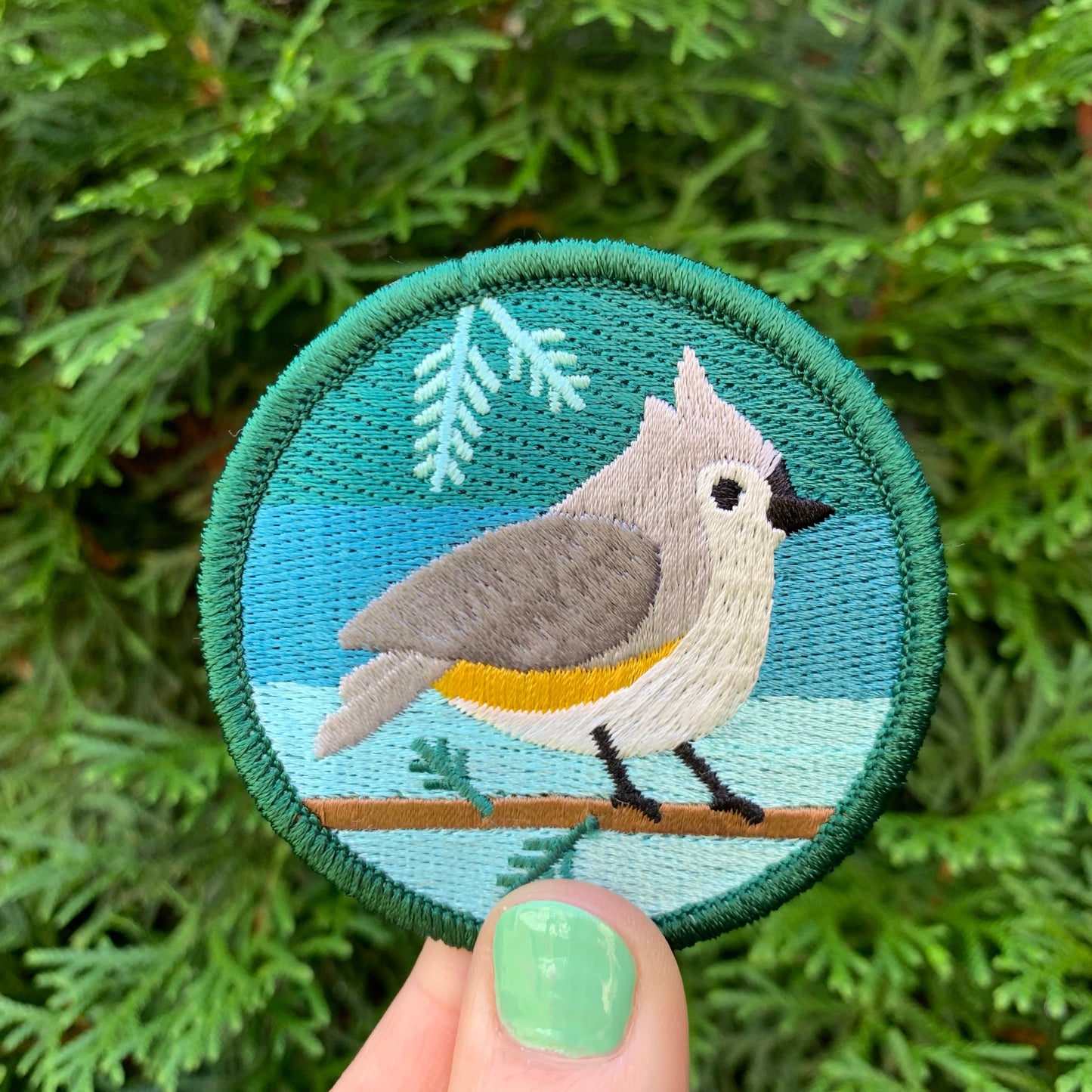 Tufted Titmouse iron-on patch