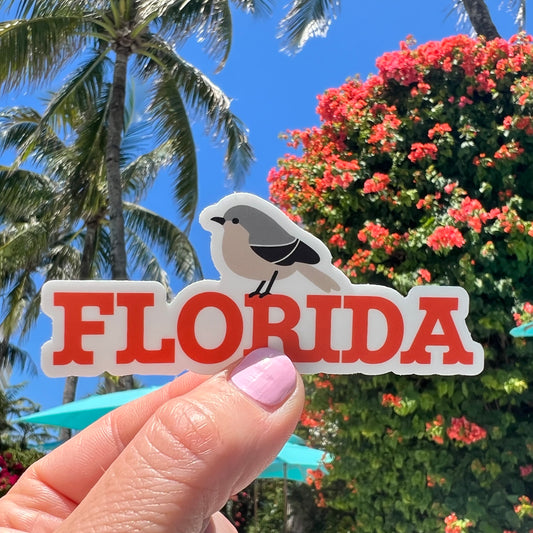 Florida Northern Mockingbird State Bird Sticker (4x1.5in)