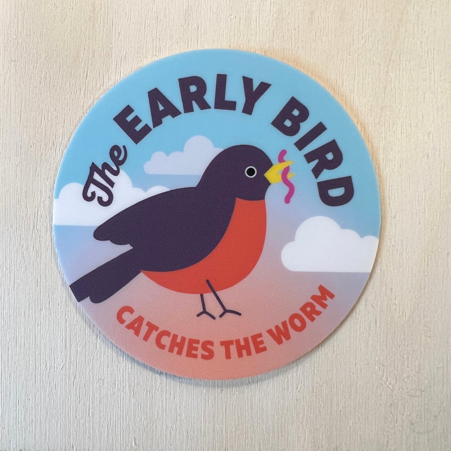 Robin: The Early Bird Gets the Worm: 2.5 inch vinyl sticker