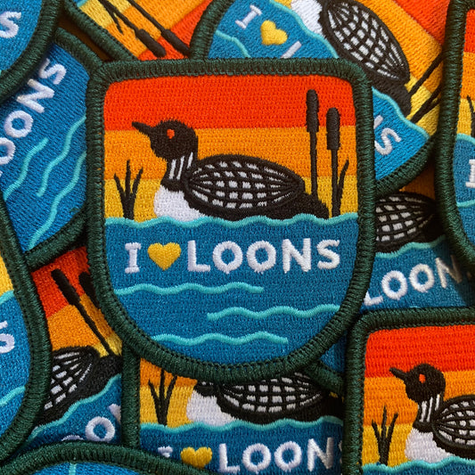 I Heart Loons iron-on patch