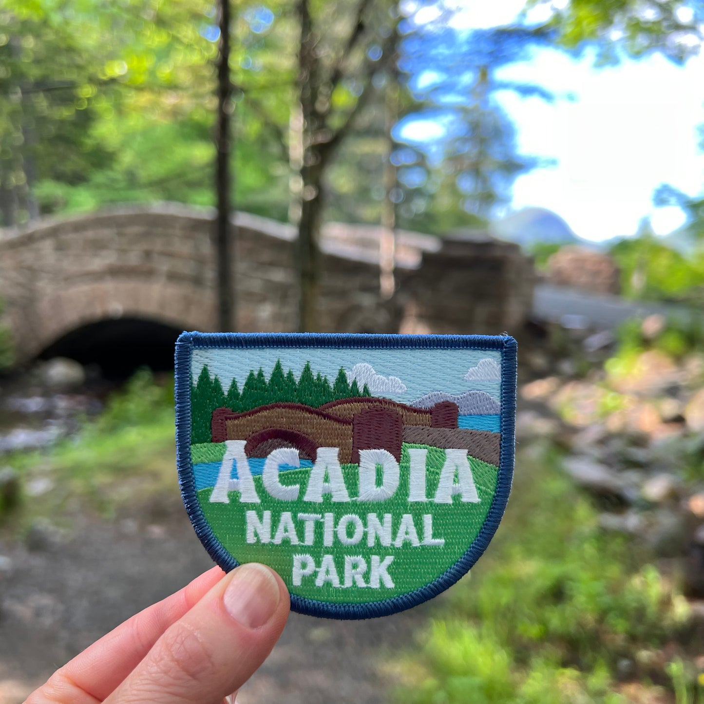 Acadia National Park iron-on patch (Carriage Road, Jordan Pond Bridge, Maine)