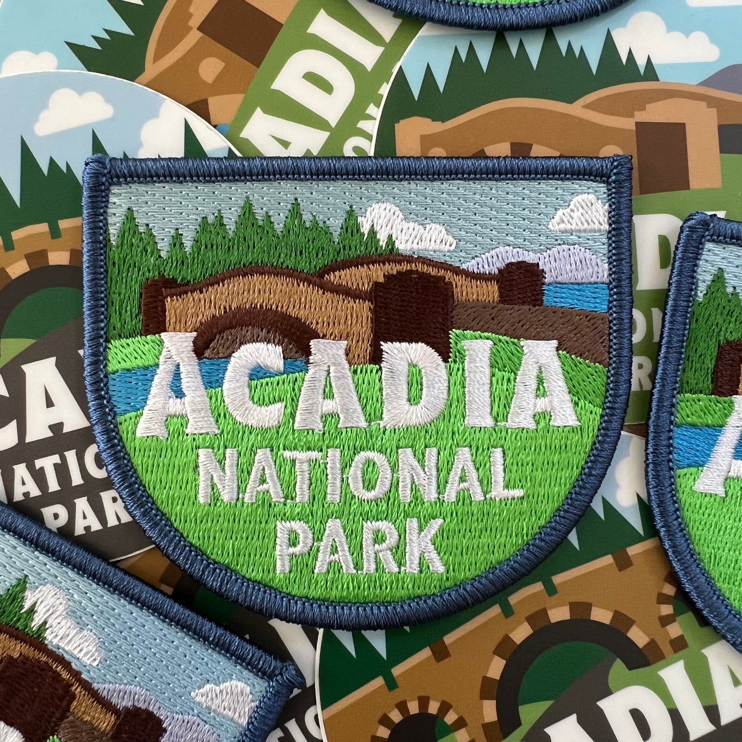 Acadia National Park iron-on patch (Carriage Road, Jordan Pond Bridge, Maine)