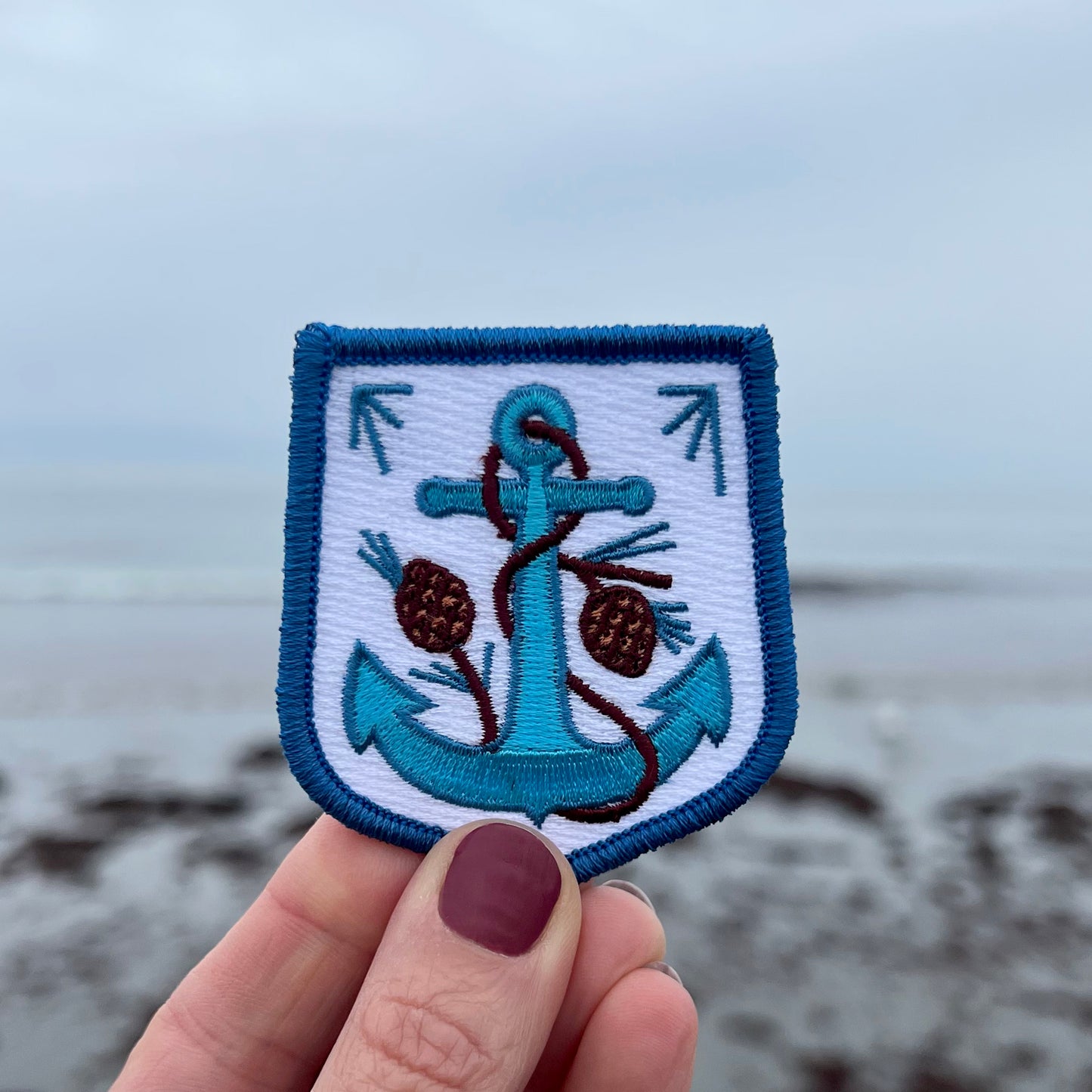 Anchor and Pinecones Iron-on Patch