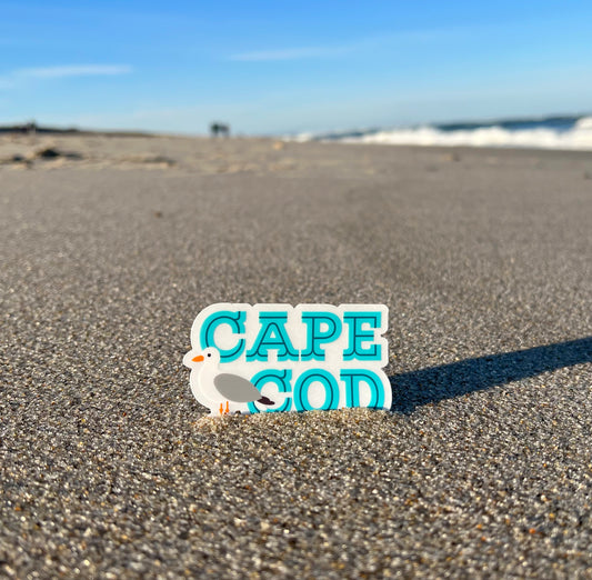 Cape Cod Seagull Clear Vinyl Sticker (3 inches)