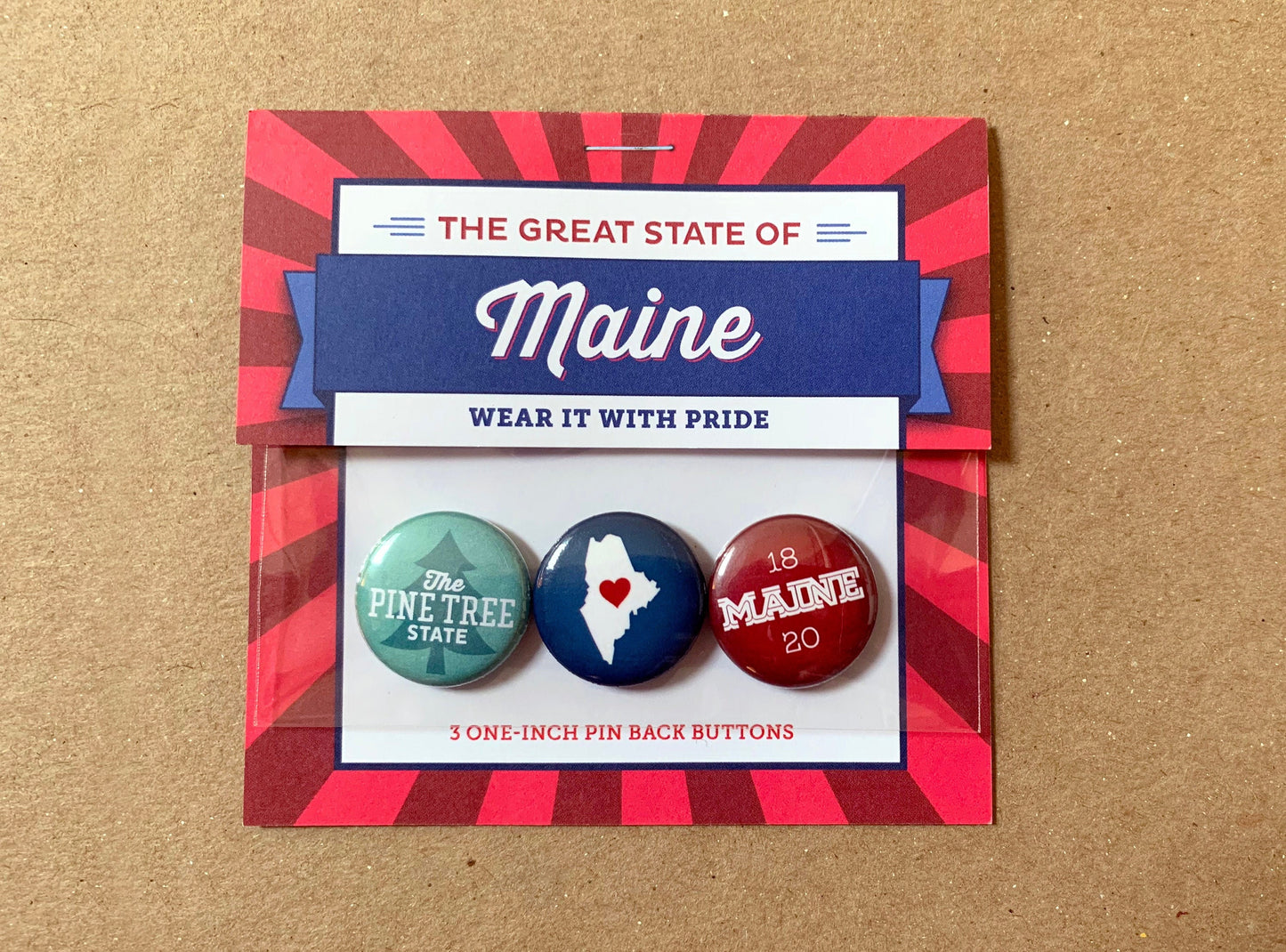 The Great State of Maine (3 one-inch buttons)