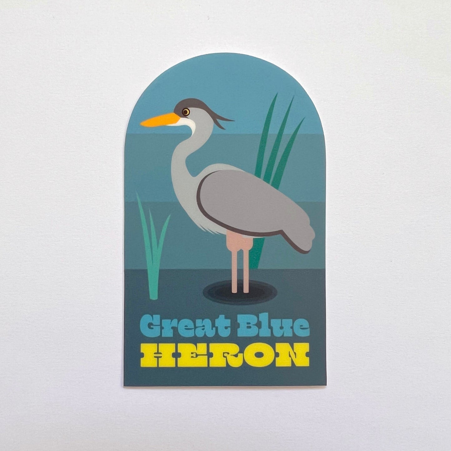 Great Blue Heron Vinyl Sticker (2x3.25 inch)
