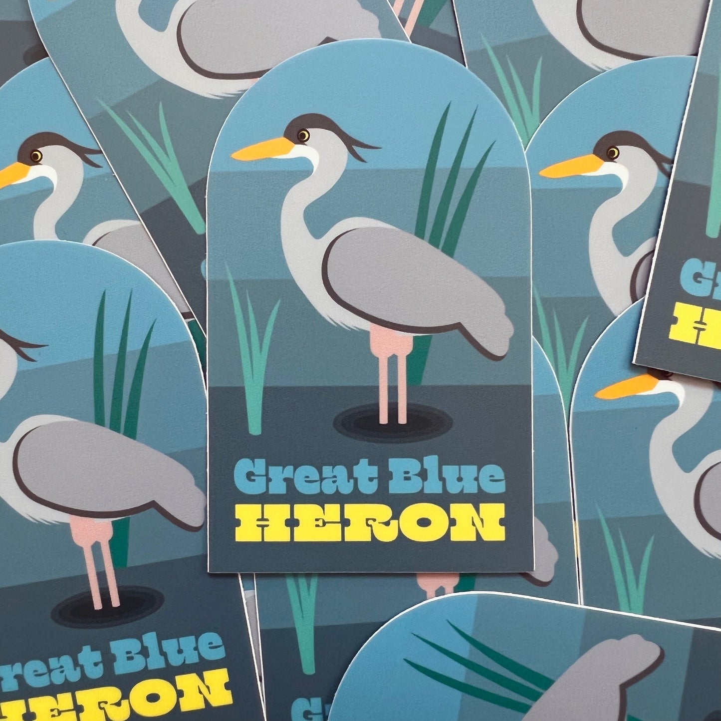 Great Blue Heron Vinyl Sticker (2x3.25 inch)