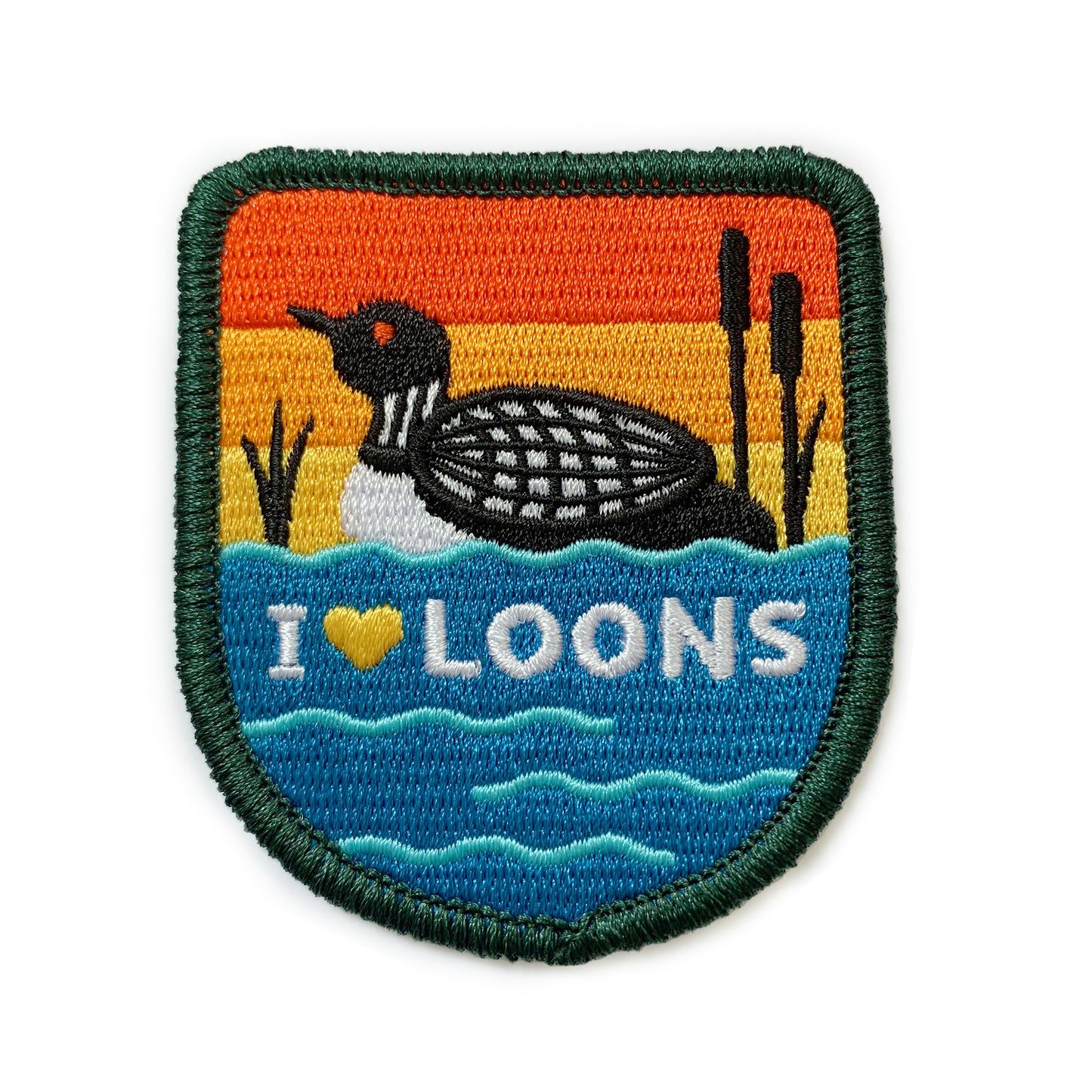 I Heart Loons iron-on patch