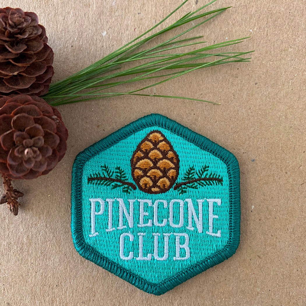 Pinecone Club iron-on patch with optional membership kit