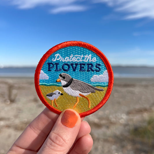 Protect the Plovers iron-on patch